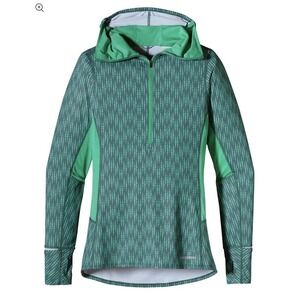 Patagonia All Weather Zip Neck Hoodie Running Thumb/Hair hole Teal Womens XS